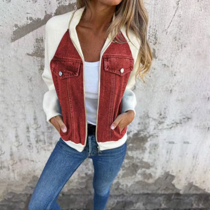 Drune | Aus Denim Lockere Passform Patchwork Design Lange Ärmel Knopfverschluss