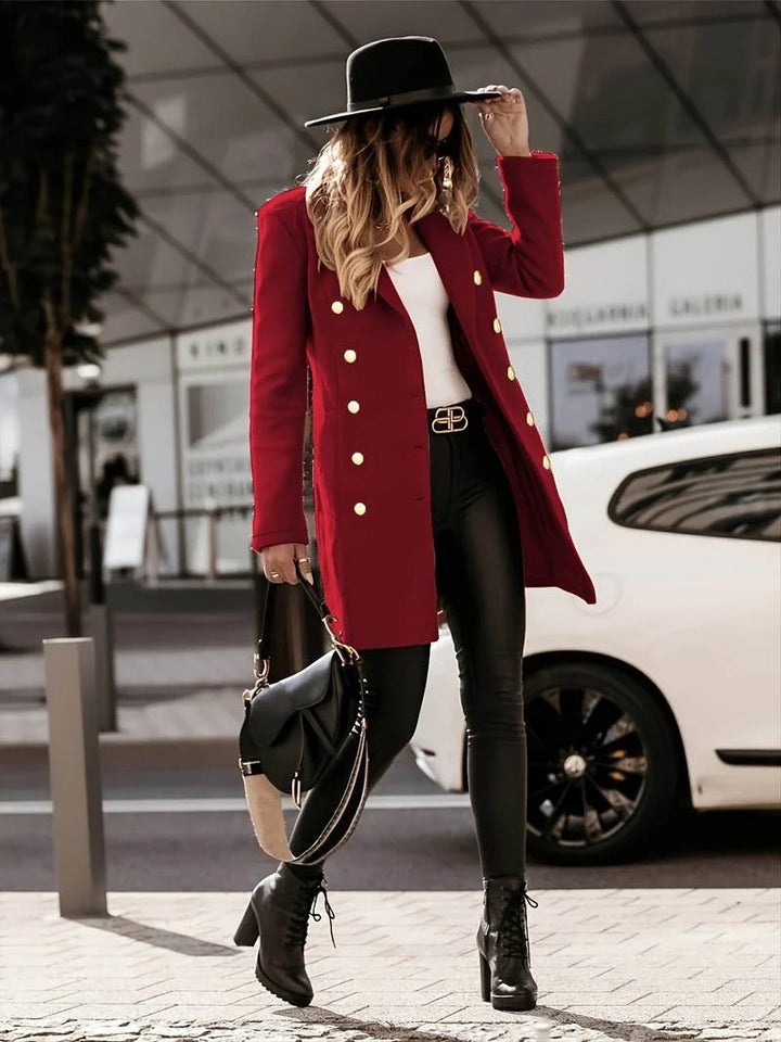Drune | Wolle Slim Fit Doppelreiher Taillierter Revers mittellang