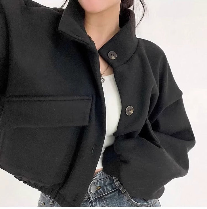 Drune | Kurze graue Wolljacke für Frauen Mauwi