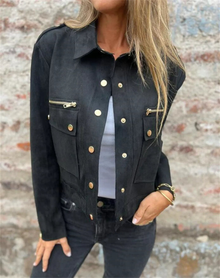 Drune | Jacke - Strukturierte Passform - Weiches Wildleder - Klassischer Kragen - Reißverschluss