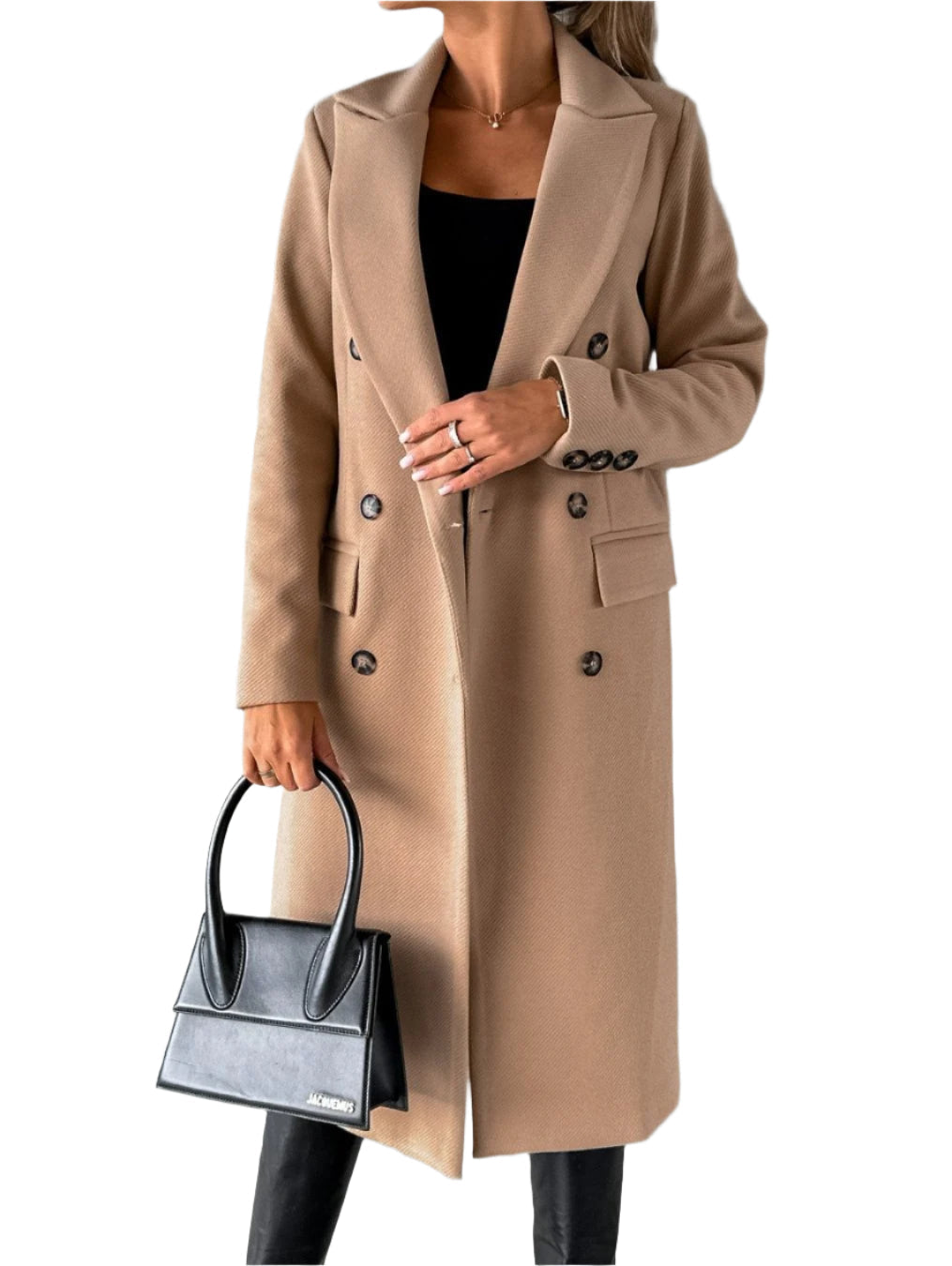 Drune | Trenchcoat Taillierte Passform Wollmischung Doppelreiher knielang