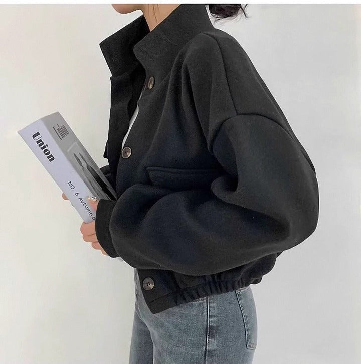 Drune | Kurze graue Wolljacke für Frauen Mauwi