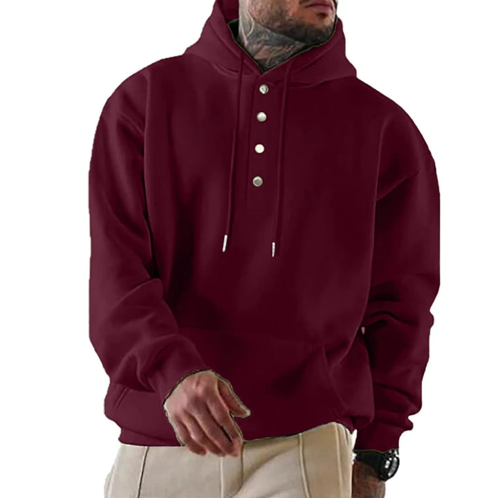 Drune | Kapuzenpullover Lockerer Schnitt Fleece Knopfleiste Alltagsgebrauch