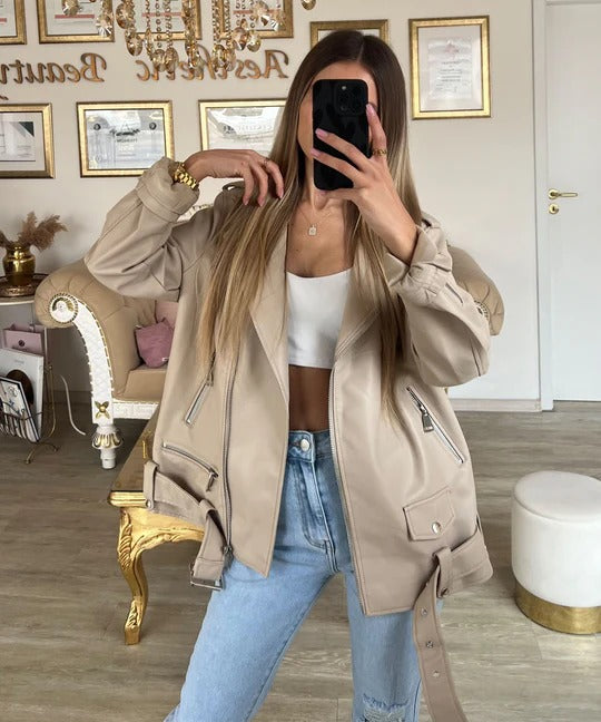Drune | Klassische Lederjacke für Damen, edel & vielseitig
