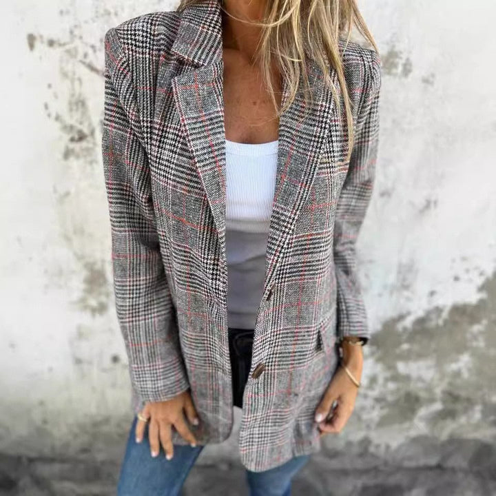Drune | Strickjacke Wollmischung Lockere Passform Hahnentritt Reverskragen