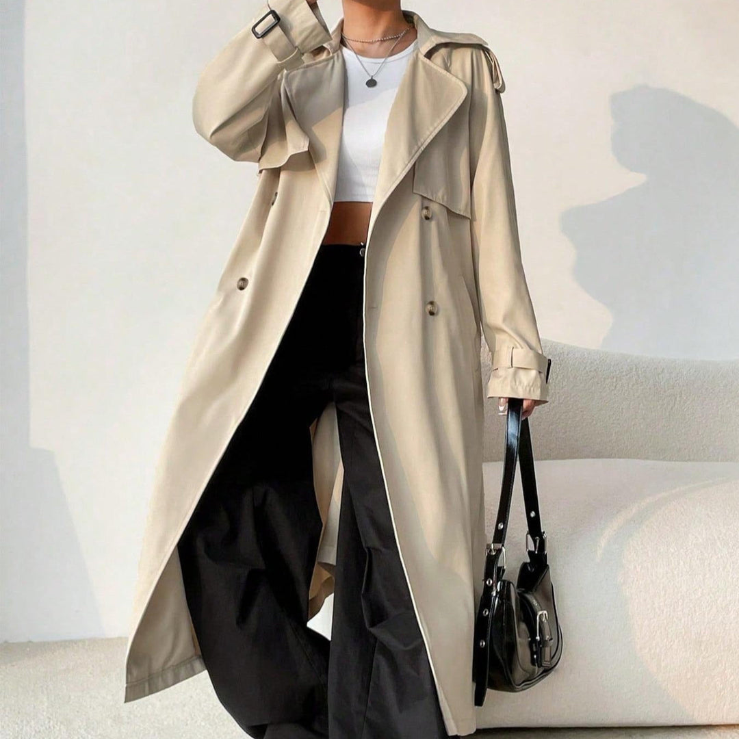 Drune | Damen-Trenchcoat mit doppeltem Revers und verstellbarem Gürtel Maelis