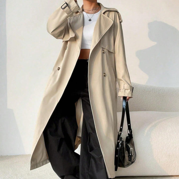 Drune | Damen-Trenchcoat mit doppeltem Revers und verstellbarem Gürtel Maelis