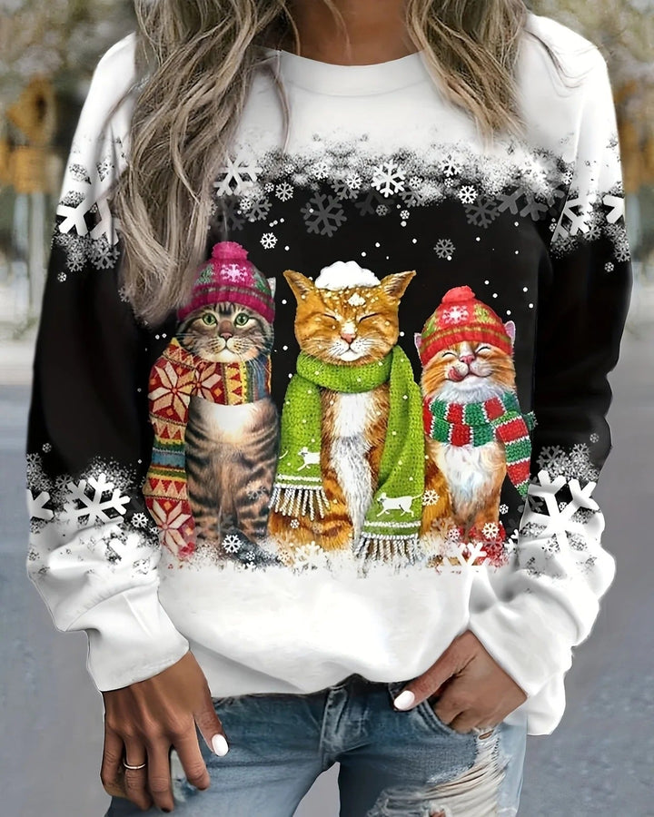 Drune | Strick Sweatshirt Lockere Passform Grafikdruck Rippbündchen Lässiger Stil
