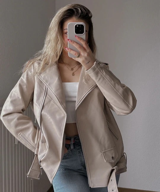 Drune | Klassische Lederjacke für Damen, edel & vielseitig