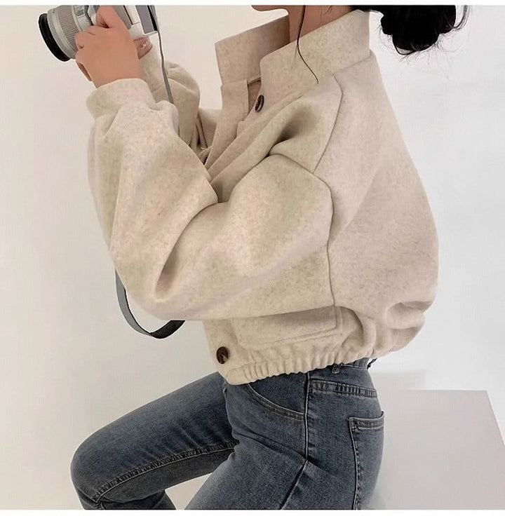 Drune | Kurze graue Wolljacke für Frauen Mauwi