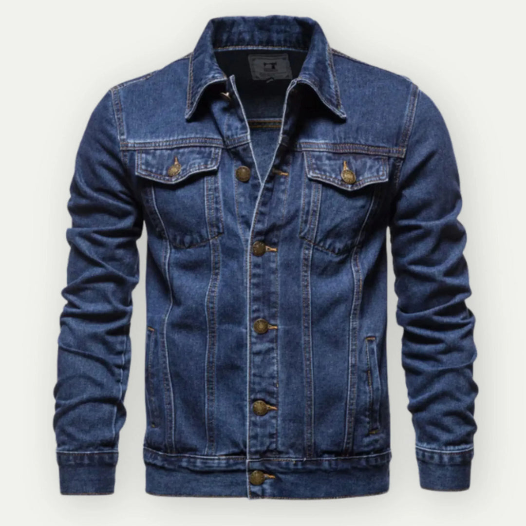 Drune | Truckerjacke Denim Taillierte Passform Knöpfe Brust und Seitentaschen