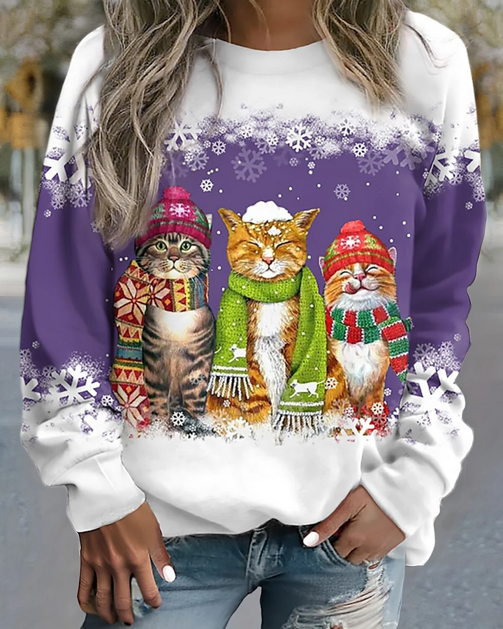 Drune | Strick Sweatshirt Lockere Passform Grafikdruck Rippbündchen Lässiger Stil