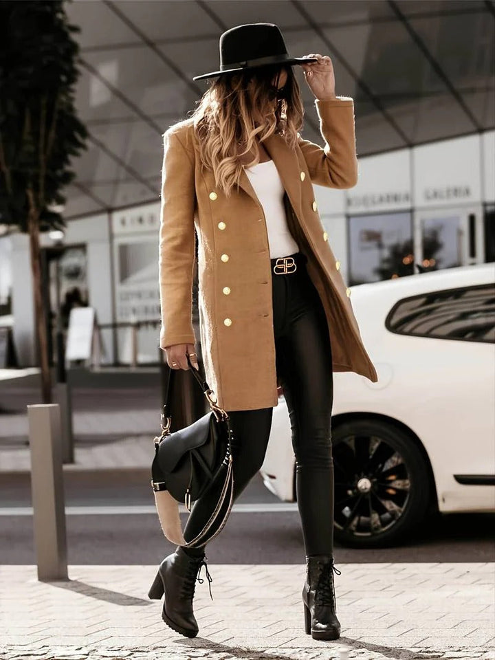 Drune | Wolle Slim Fit Doppelreiher Taillierter Revers mittellang
