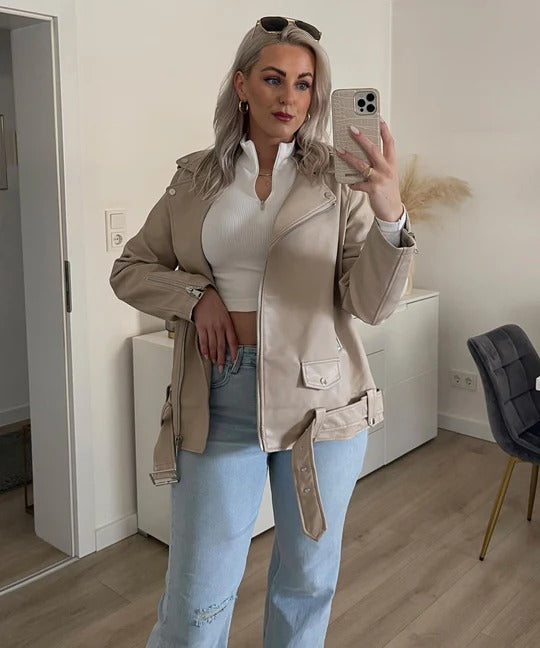 Drune | Klassische Lederjacke für Damen, edel & vielseitig