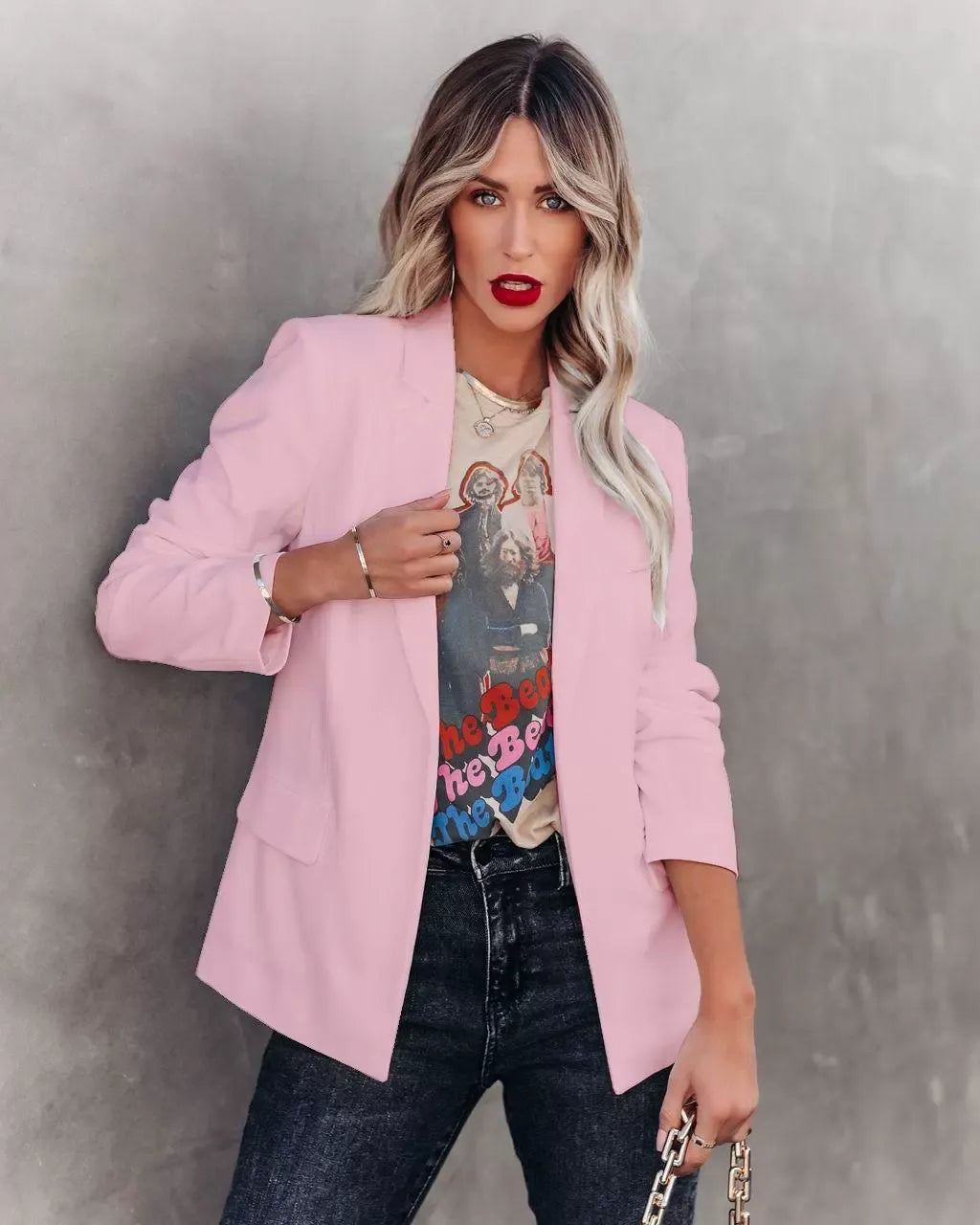 Drune | Blazer Slim Fit Revers Ein Knopf Strukturiertes Gewebe Design