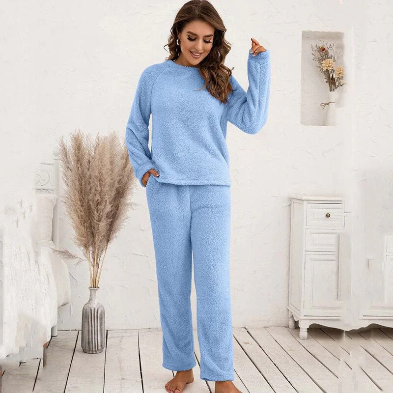 Drune | Teddy Damen Loungewear Satz mit Langen Ärmeln