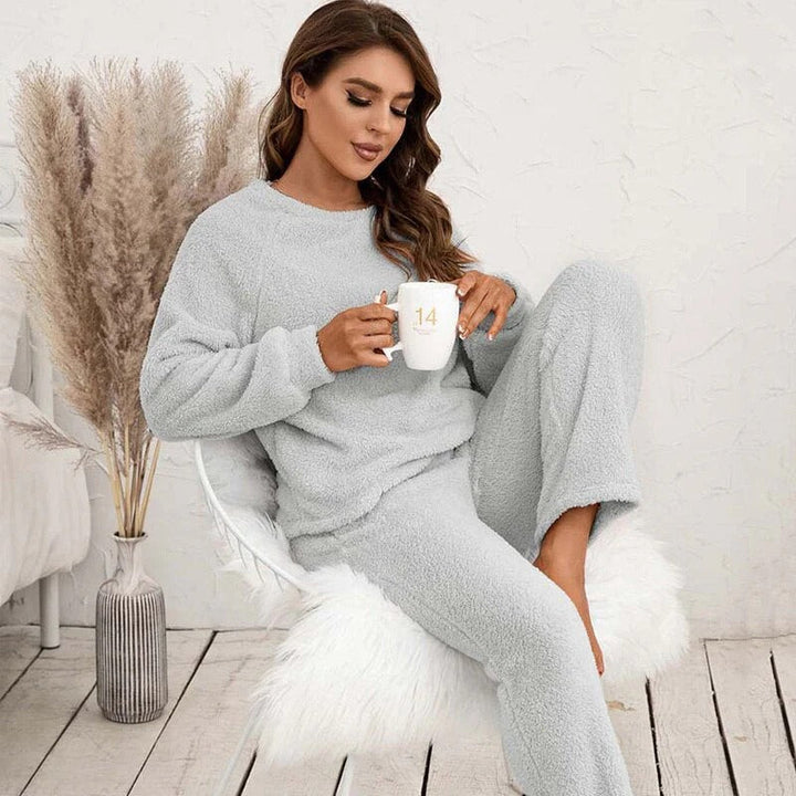 Drune | Teddy Damen Loungewear Satz mit Langen Ärmeln