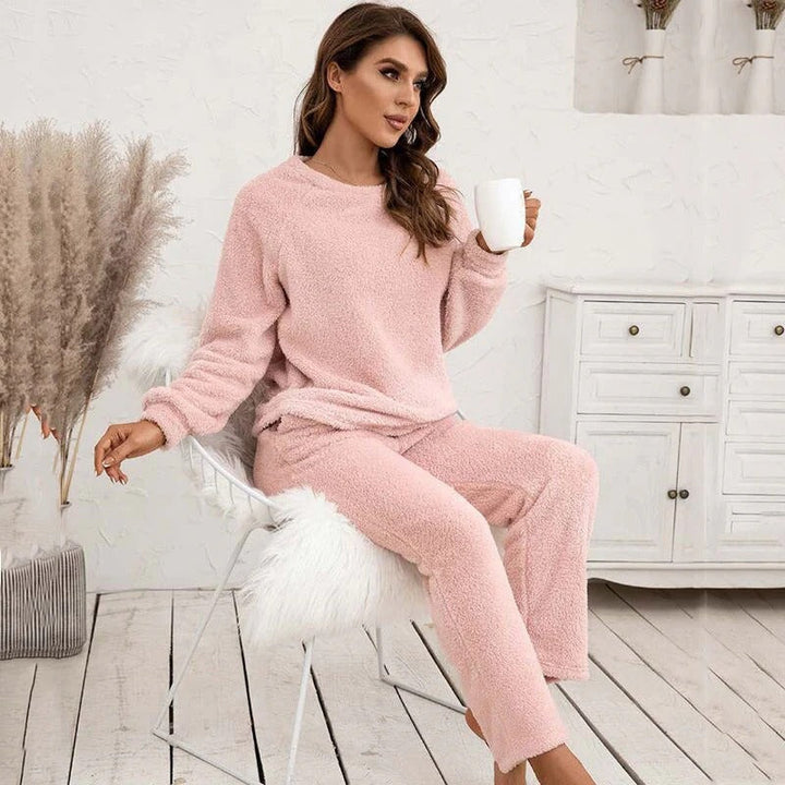 Drune | Teddy Damen Loungewear Satz mit Langen Ärmeln