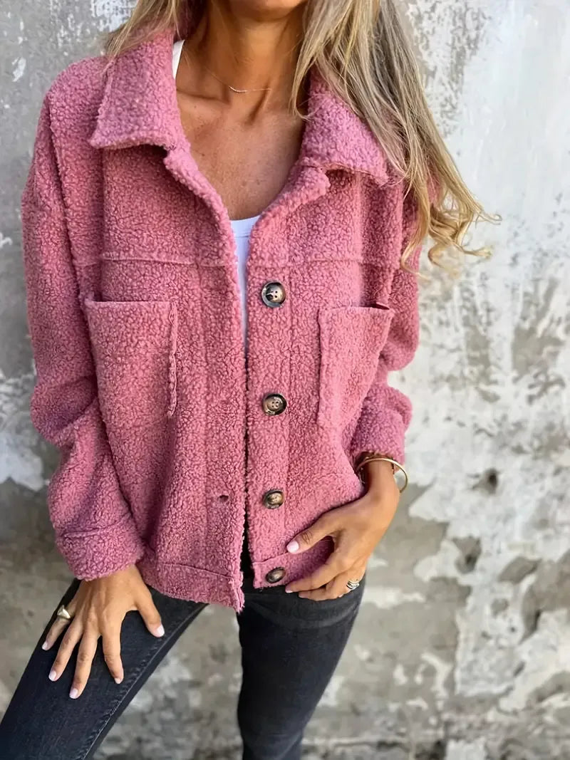 Drune | Jacke - Oversized Fit - Weicher Teddy-Textur - Knopfverschluss - Lässiger Look