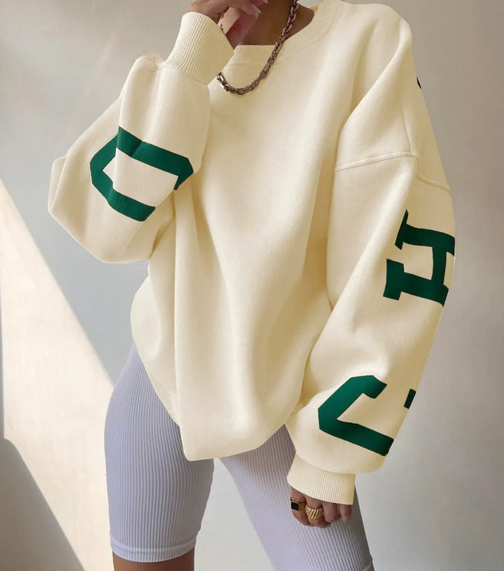 Drune | Übergröße Sweatshirt Baumwollmischung Lange Ärmel Grafisches Ärmel Detail
