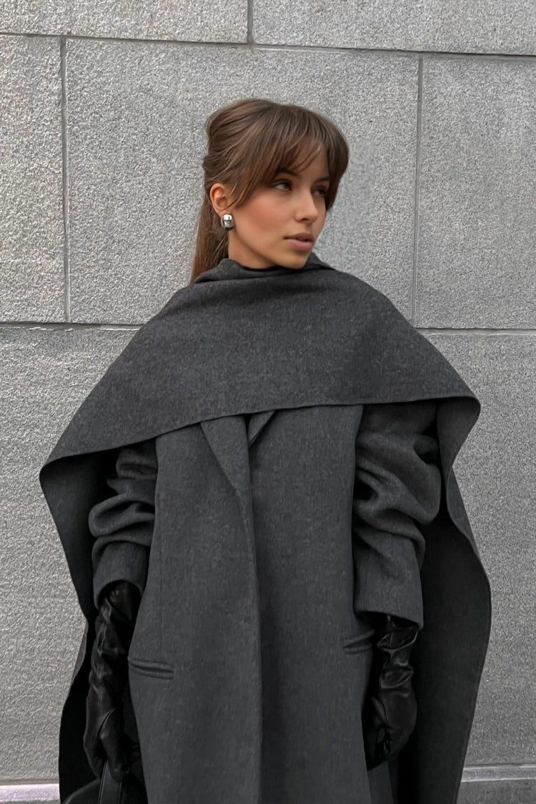 Drune | Lange Cape Mantel Eleganter Hoher Kragen Übermantel