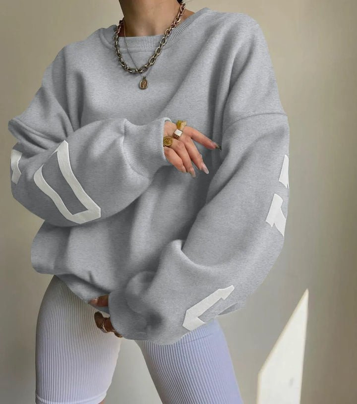 Drune | Übergröße Sweatshirt Baumwollmischung Lange Ärmel Grafisches Ärmel Detail