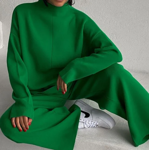 Drune | Übergröße Damen Loungewear Satz mit Weitem Bein