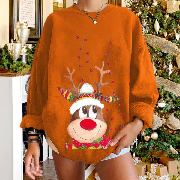 Drune | Pullover Sweatshirt - Lässige Passform - Weiches Strickmaterial - Rentiergrafik - Gerippter Saum