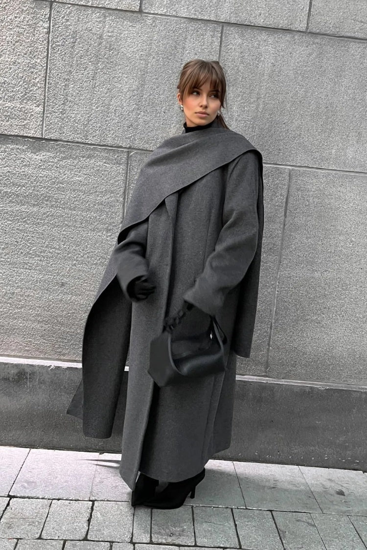 Drune | Lange Cape Mantel Eleganter Hoher Kragen Übermantel