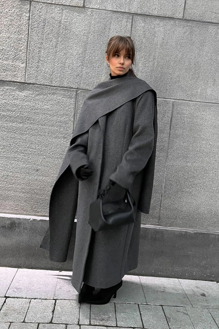 Drune | Lange Cape Mantel Eleganter Hoher Kragen Übermantel