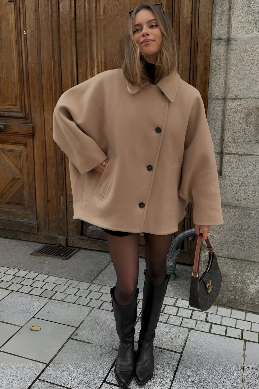 Drune | Übergröße Peacoat Doppelreiher Knopfleistenjacke