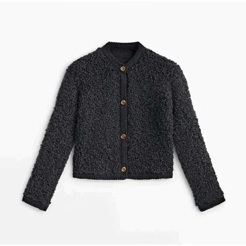 Drune | Jacke - Lockere Passform - Weiche Teddy-Textur - Knopfverschluss - Rundhalsausschnitt