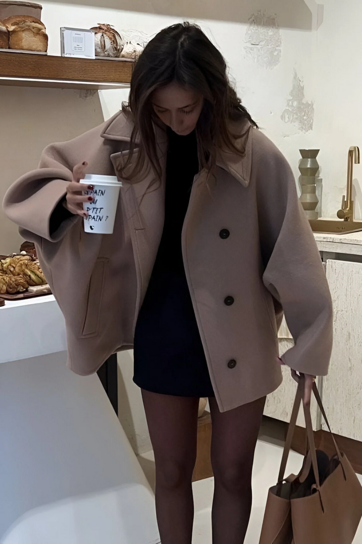 Drune | Übergröße Peacoat Doppelreiher Knopfleistenjacke