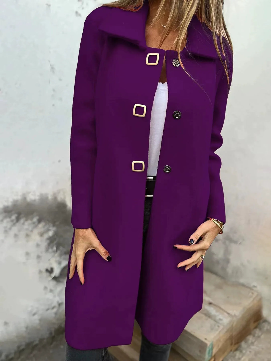 Drune | Aus Wolle Schmaler Schnitt Knielang Einreiher Elegantes Design