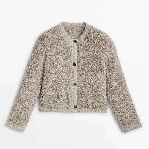 Drune | Jacke - Lockere Passform - Weiche Teddy-Textur - Knopfverschluss - Rundhalsausschnitt