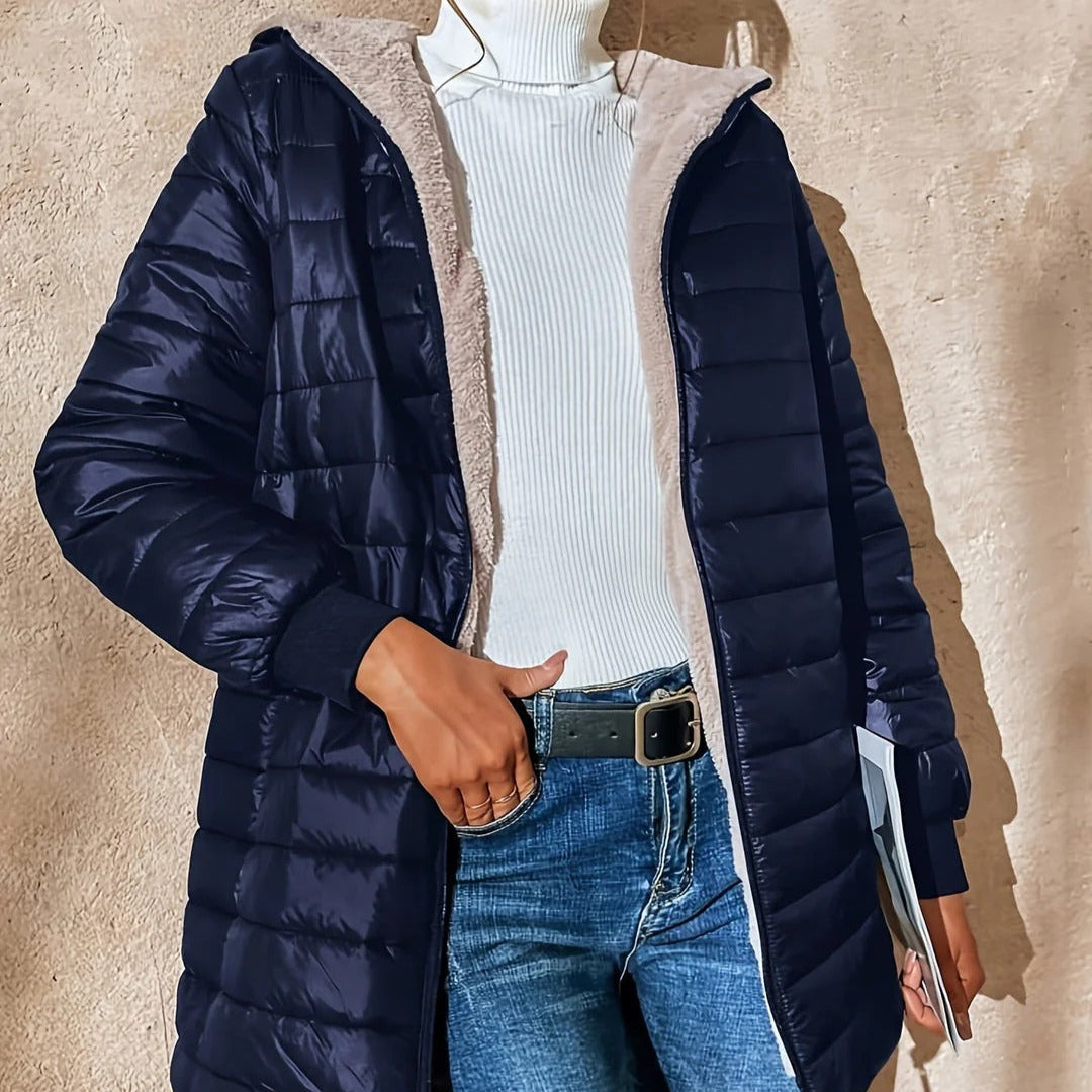 Drune | Damen Gequiltete Lange Jacke Lockere Passform