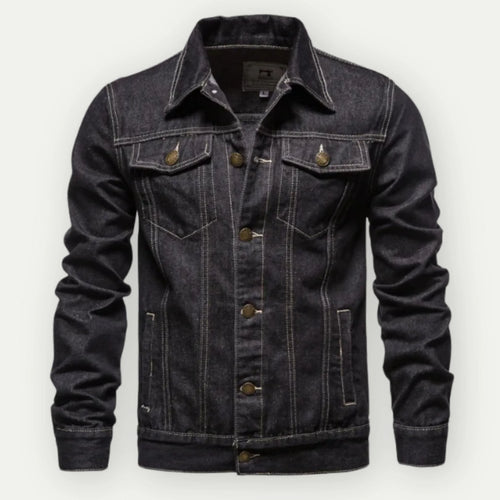Drune | Truckerjacke Denim Taillierte Passform Knöpfe Brust und Seitentaschen