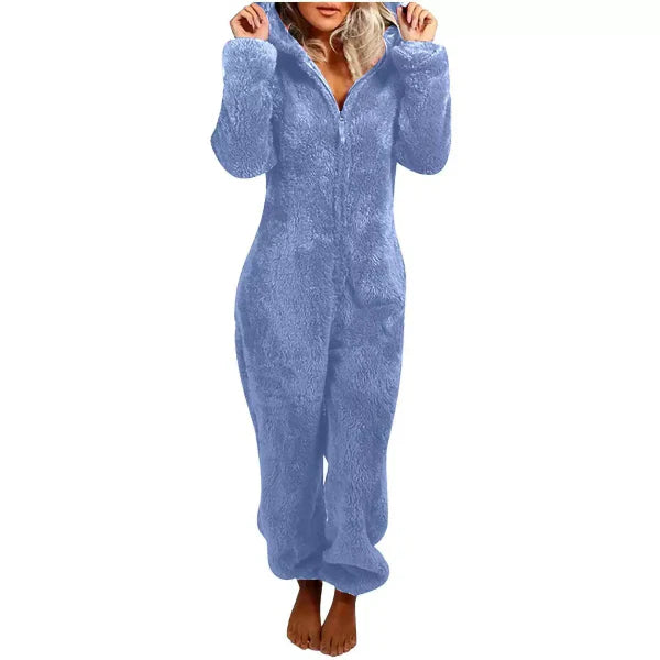 Drune | Damen Teddy Fleece Overall mit Kapuze