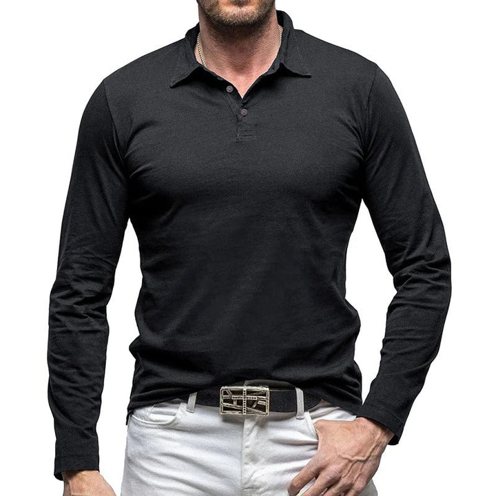 Drune | Piqué Shirt Slim Fit Langarm Knopfverschluss Baumwolle Smart Lässig