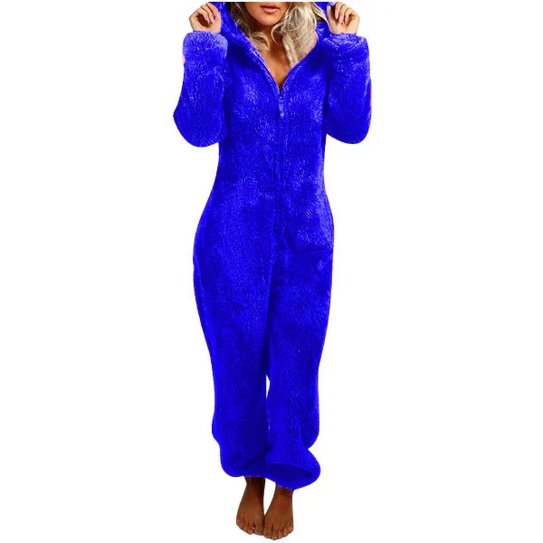 Drune | Damen Teddy Fleece Overall mit Kapuze