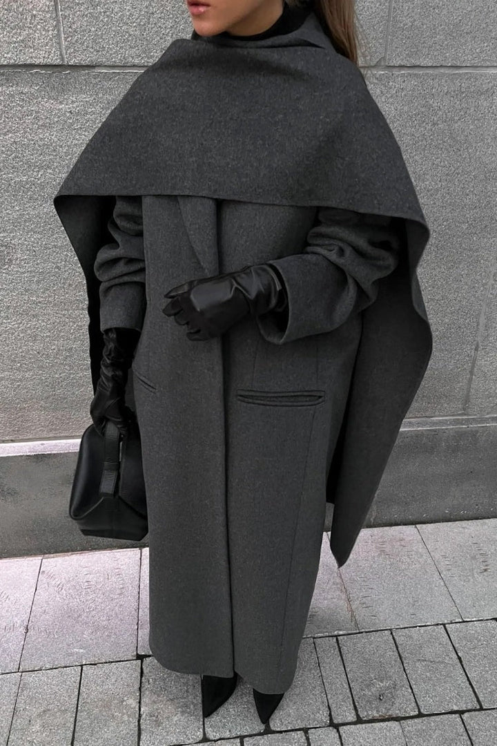 Drune | Lange Cape Mantel Eleganter Hoher Kragen Übermantel
