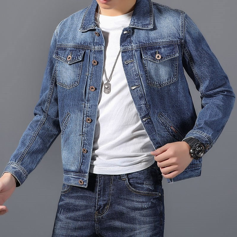 Drune | Klassisches Denim Herrenjackett mit Taschen an der Vorderseite