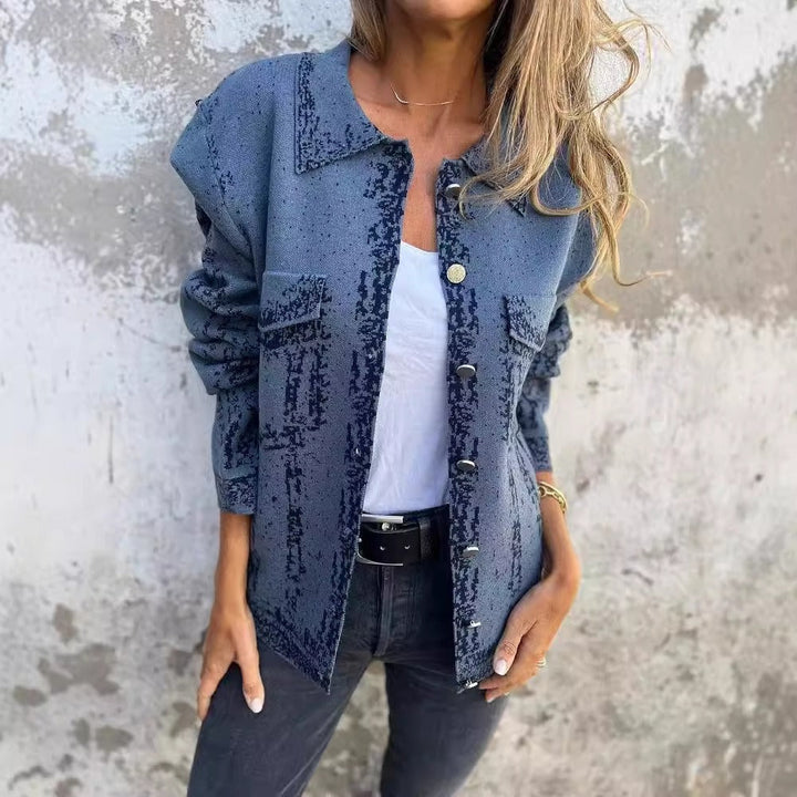Drune | Aus Denim Lockere Passform Patchwork Design Lange Ärmel Knopfverschluss