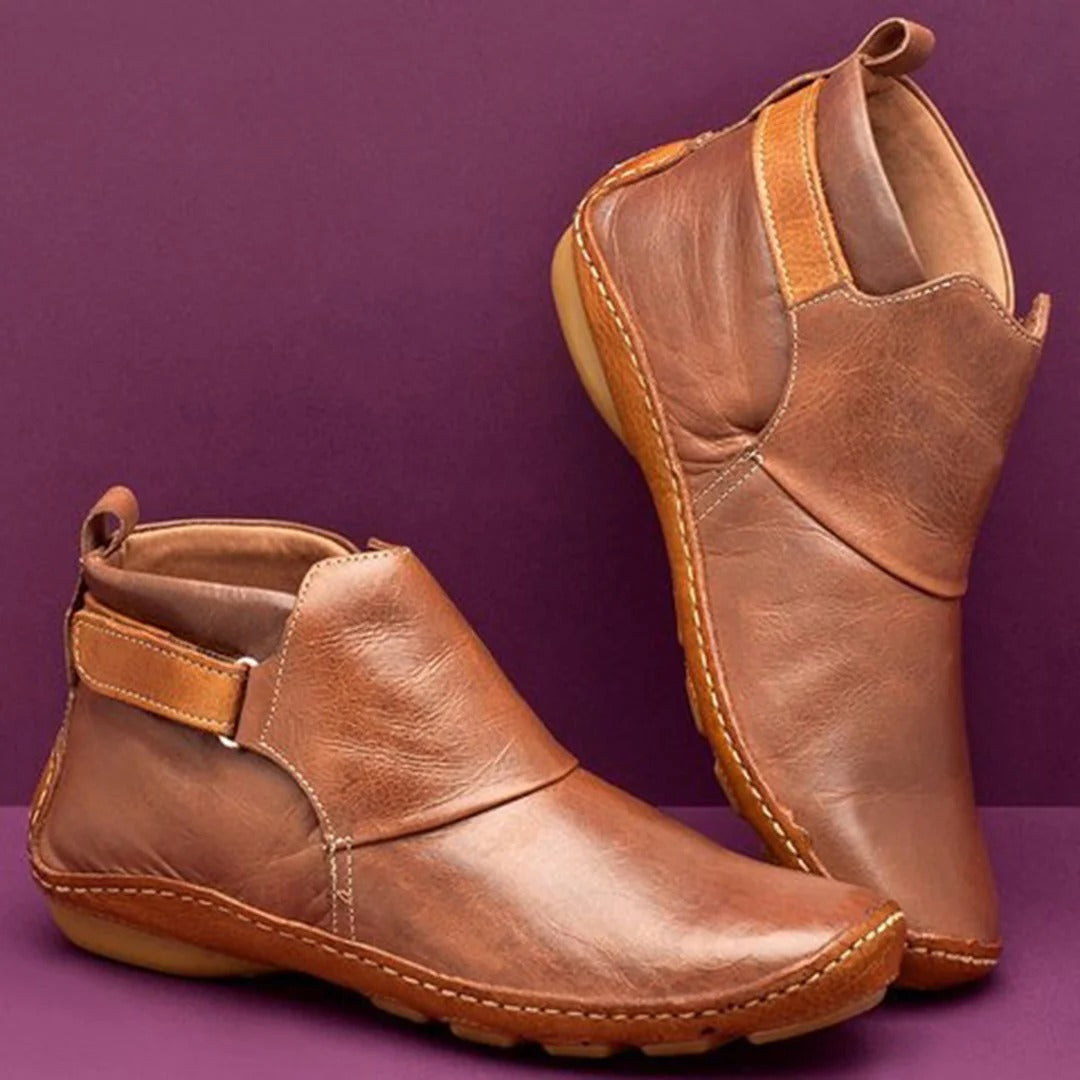 Drune | Stiefeletten Leder Runde Zehe Riemenschnalle Atmungsaktiver Freizeitfit