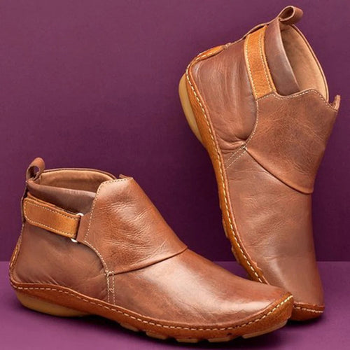 Drune | Stiefeletten Leder Runde Zehe Riemenschnalle Atmungsaktiver Freizeitfit