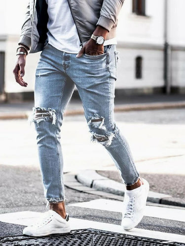 Drune | Slim Fit Jeans Enge Passform Abgedrehte Details Vollständig Denim Lässig