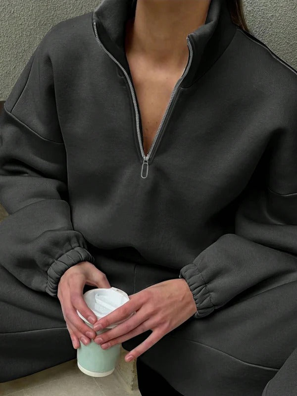 Drune | Pullover - Oversized Fit - Hoher Kragen mit Reißverschluss - Weiches Baumwollgefühl - Freizeitkleidung