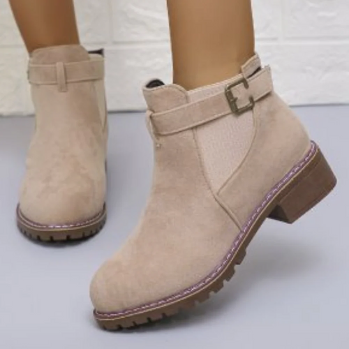 Drune | Stiefeletten Wildleder-Optik Schnalle Elastische Einsätze Rutschfeste Sohle