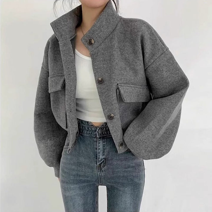 Drune | Kurze graue Wolljacke für Frauen Mauwi