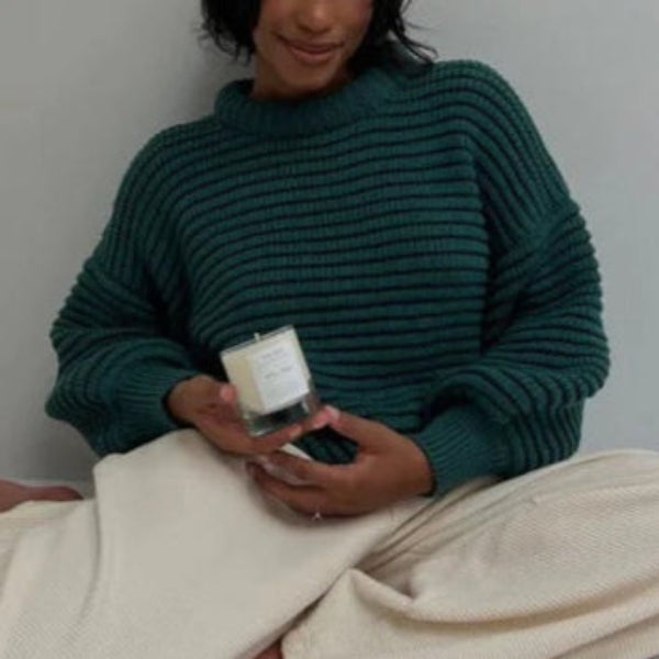 Drune | Strickpullover Übergröße Passform Hoher Kragen Rippstrick Wollmischung
